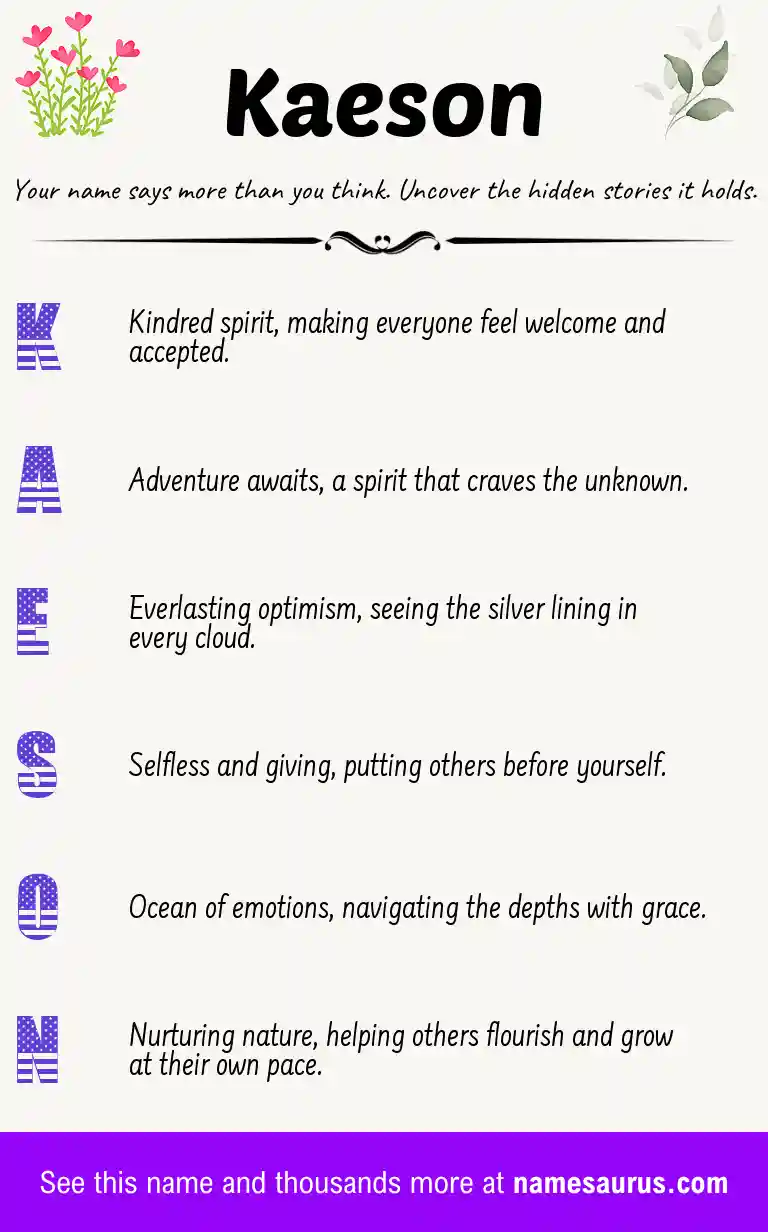 Acrostic poem about Kaeson.