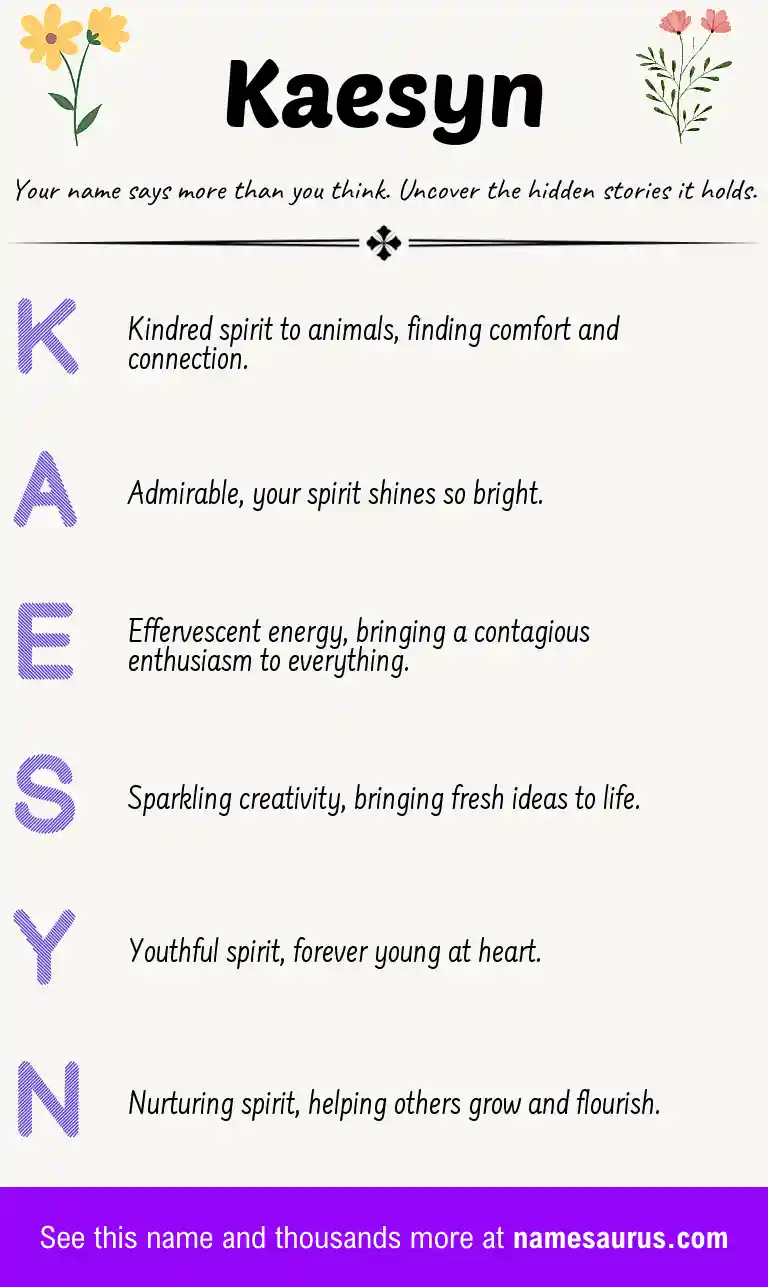 Acrostic poem about Kaesyn.