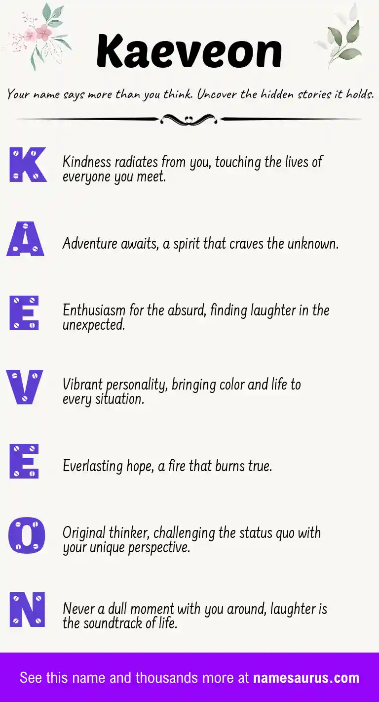Acrostic poem about Kaeveon.