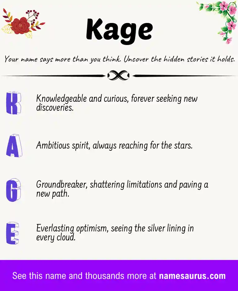 Acrostic poem about Kage.
