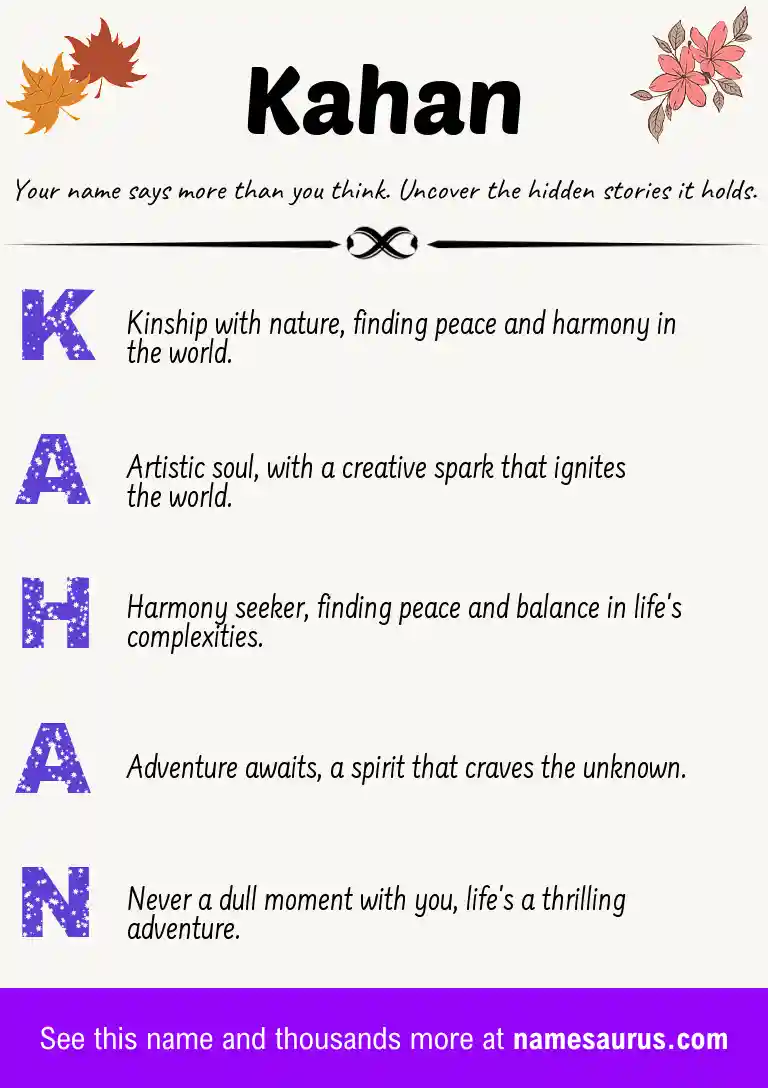 Acrostic poem about Kahan.