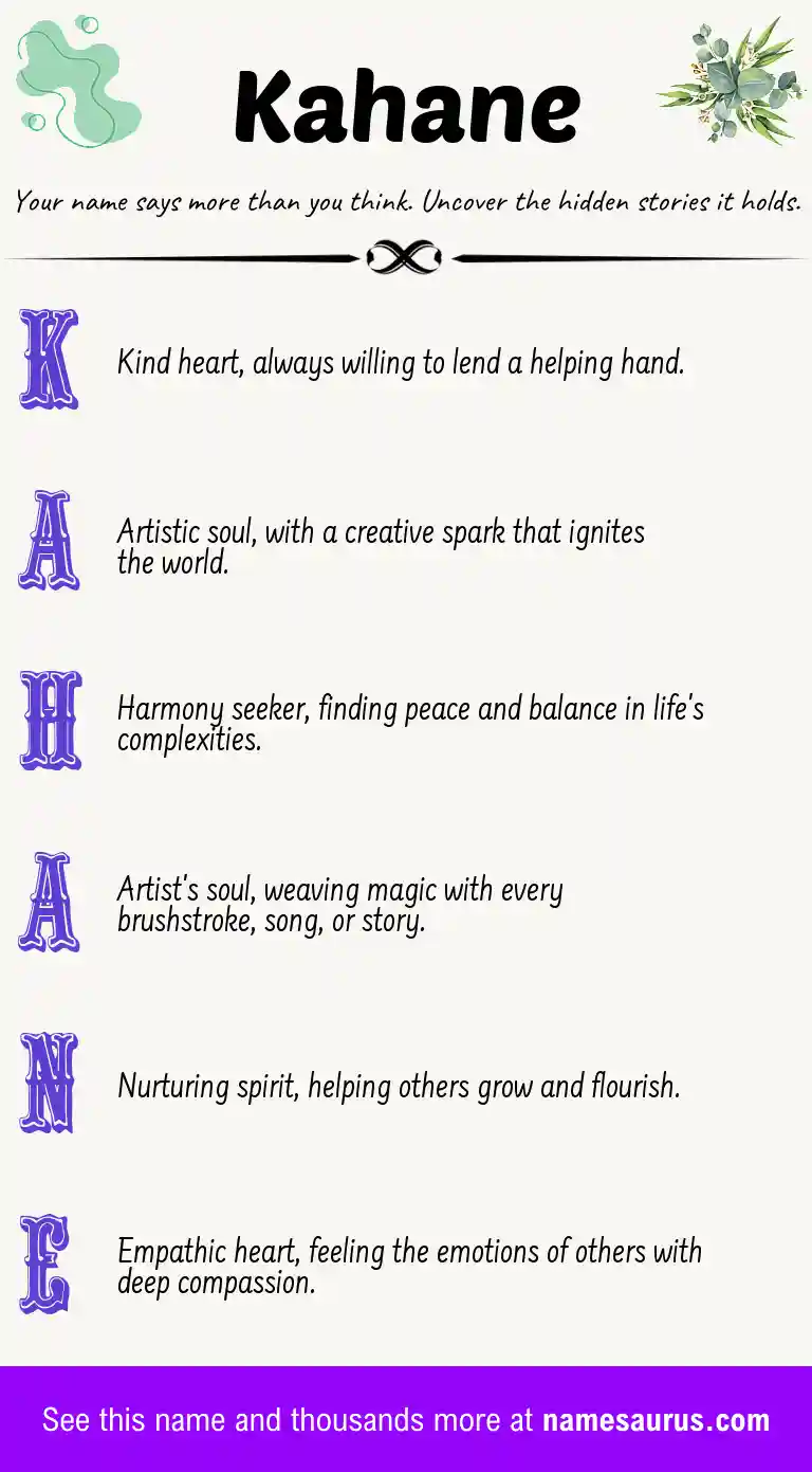 Acrostic poem about Kahane.
