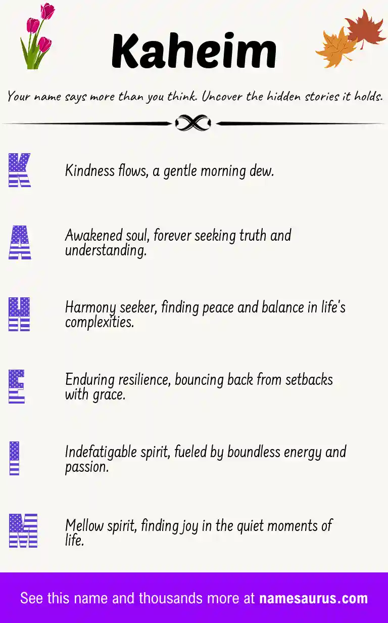 Acrostic poem about Kaheim.