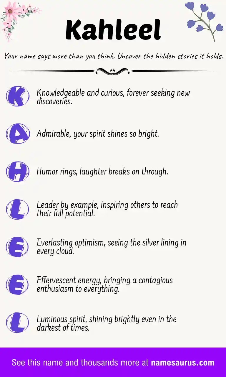 Acrostic poem about Kahleel.