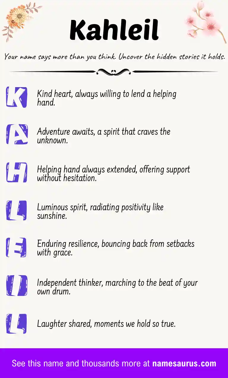 Acrostic poem about Kahleil.
