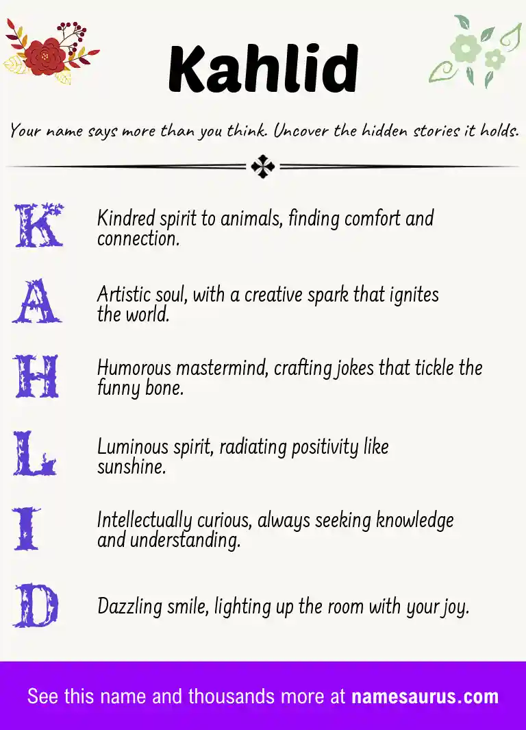Acrostic poem about Kahlid.