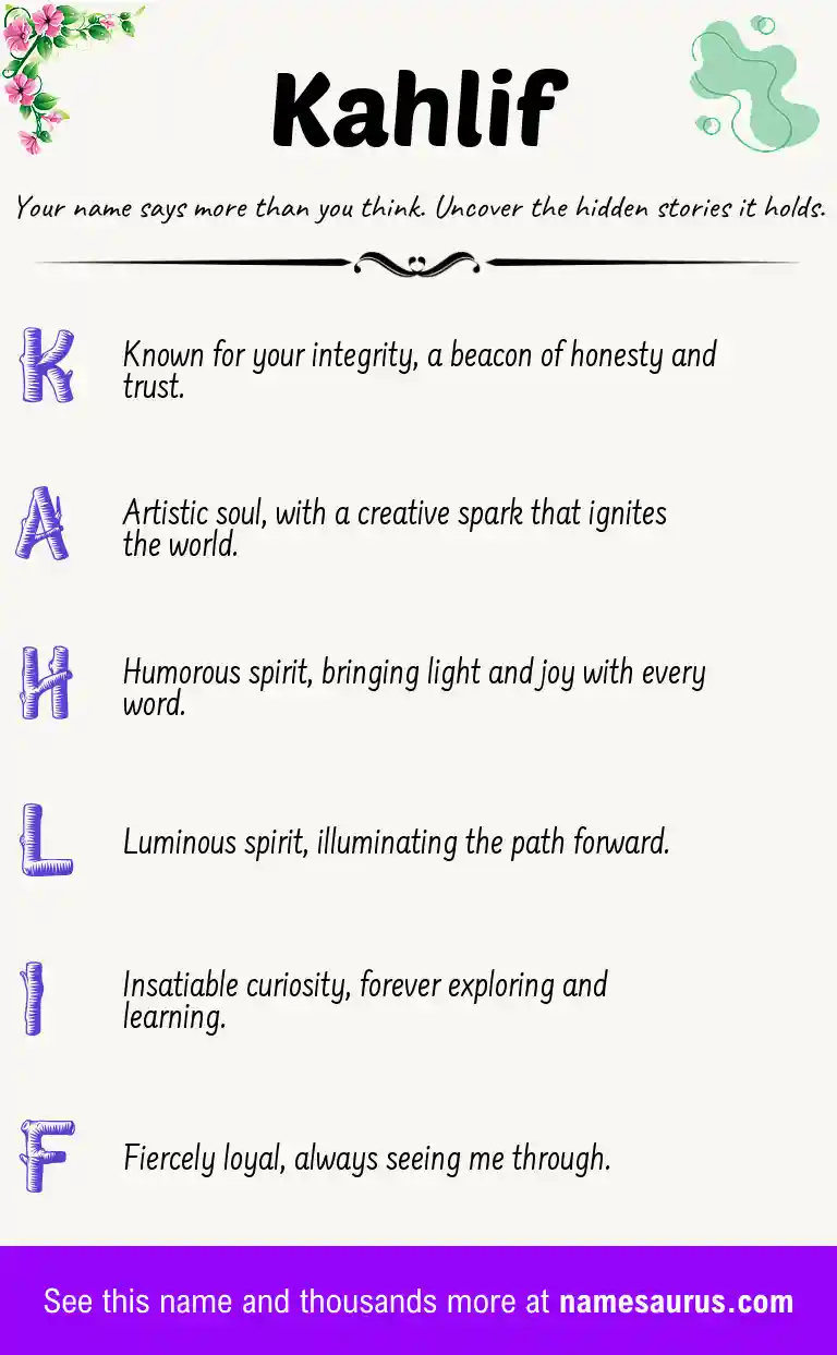 Acrostic poem about Kahlif.