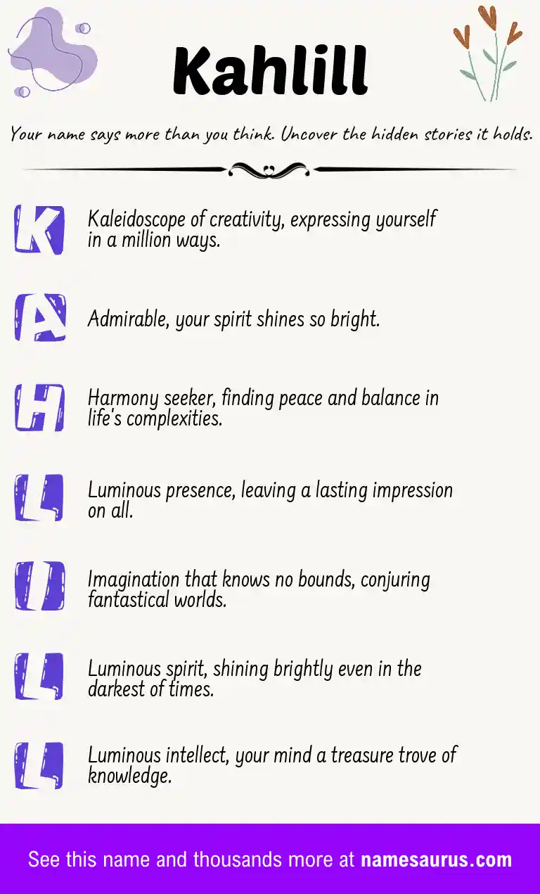 Acrostic poem about Kahlill.
