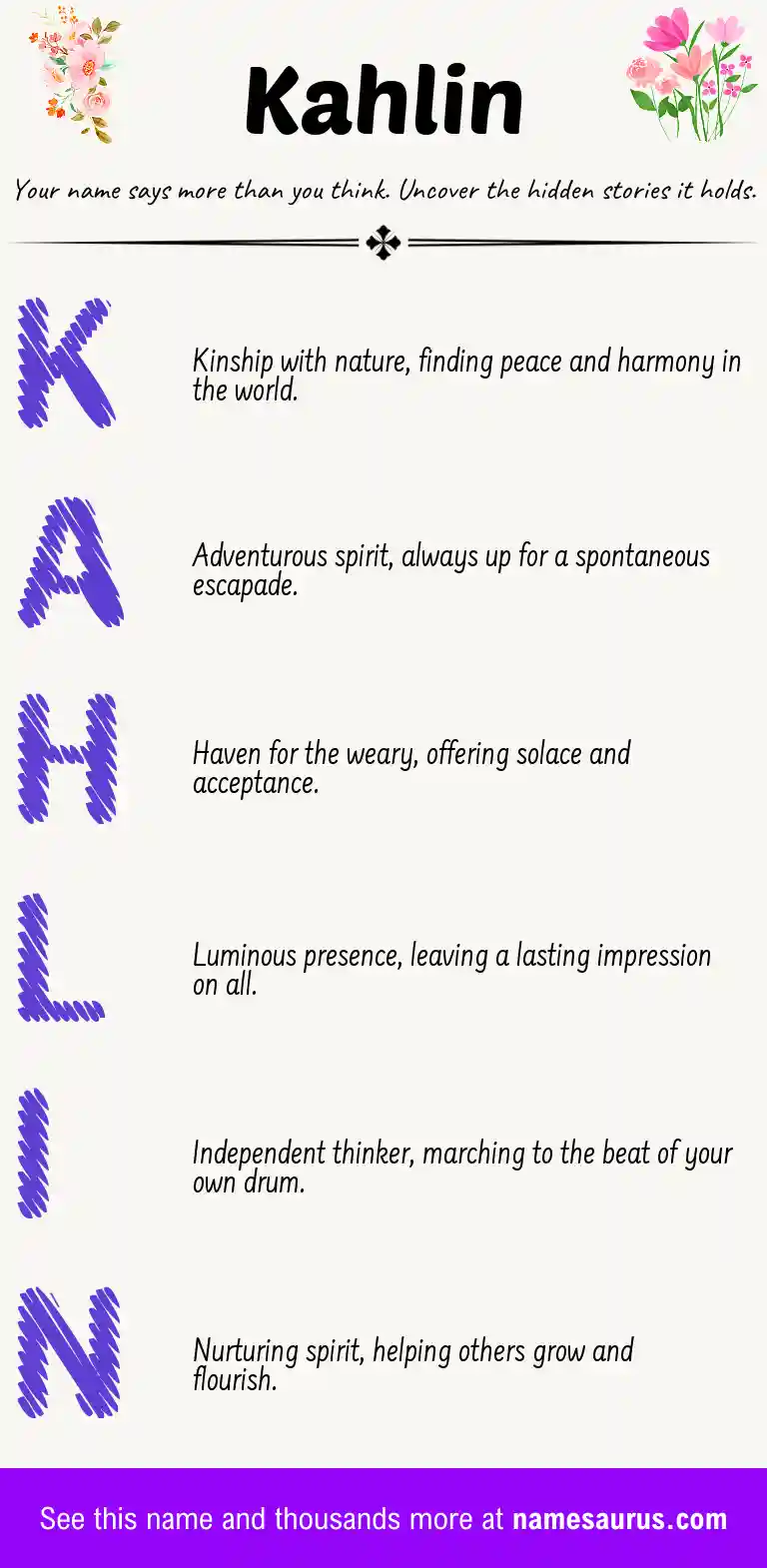 Acrostic poem about Kahlin.