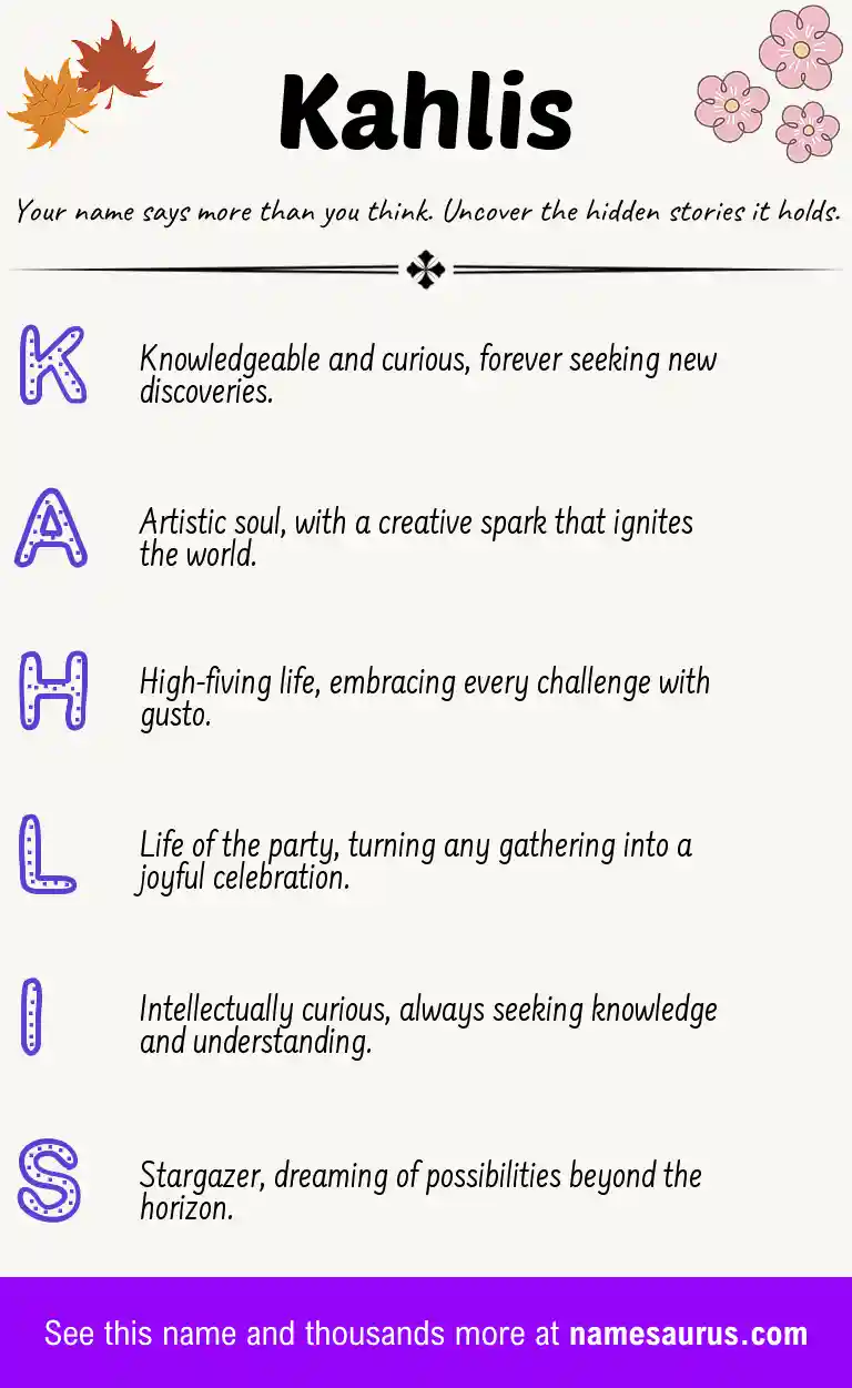 Acrostic poem about Kahlis.