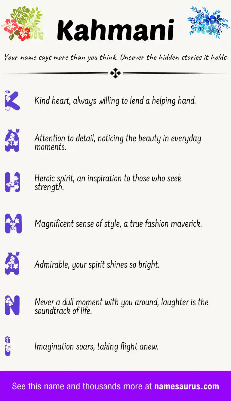 Acrostic poem about Kahmani.
