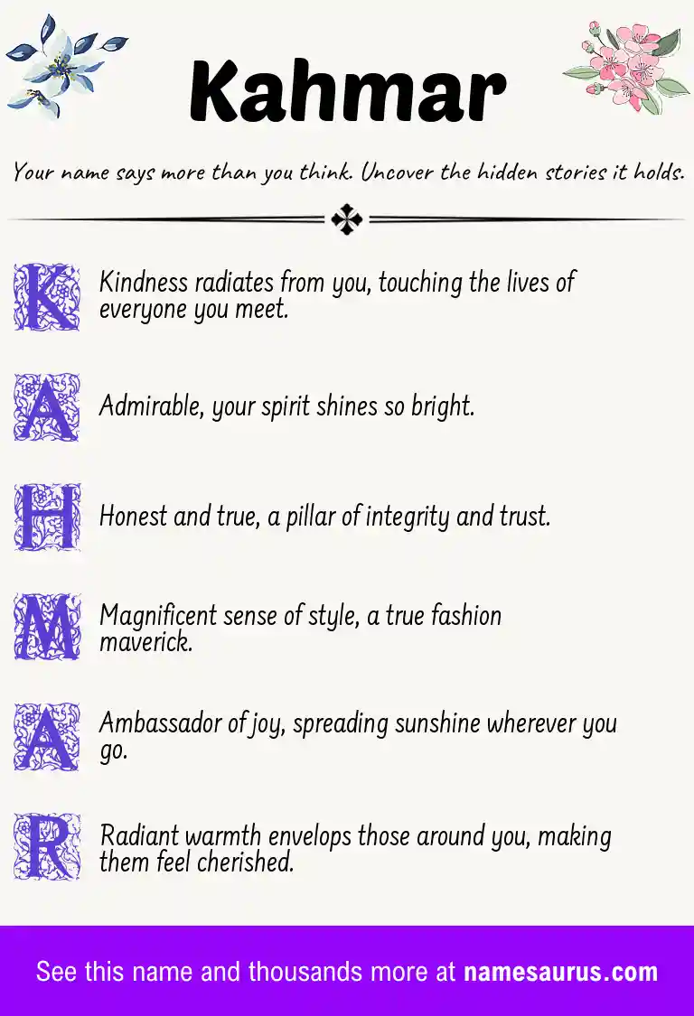 Acrostic poem about Kahmar.