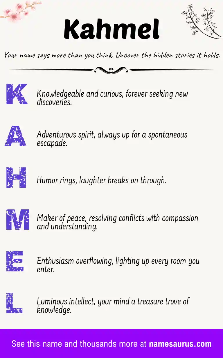 Acrostic poem about Kahmel.