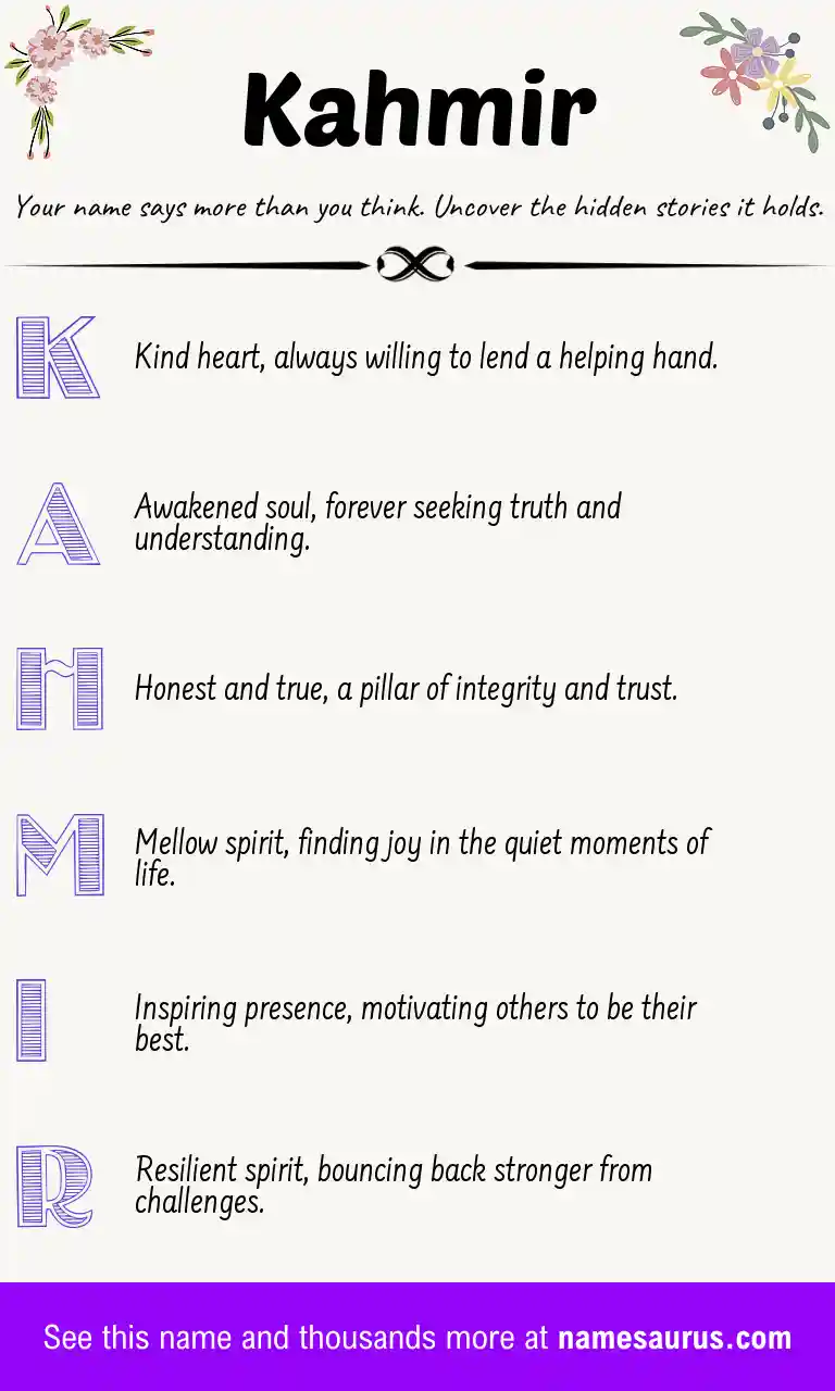 Acrostic poem about Kahmir.