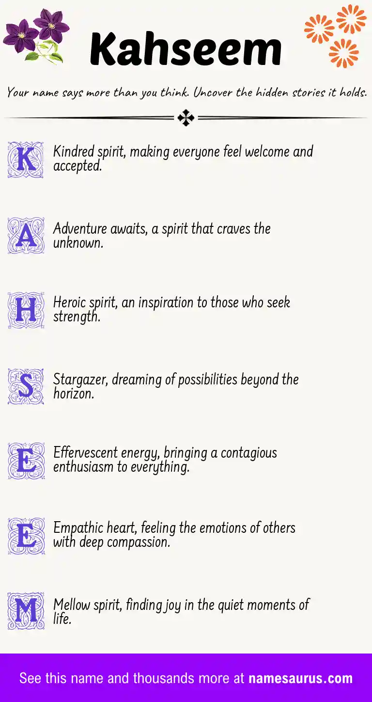 Acrostic poem about Kahseem.