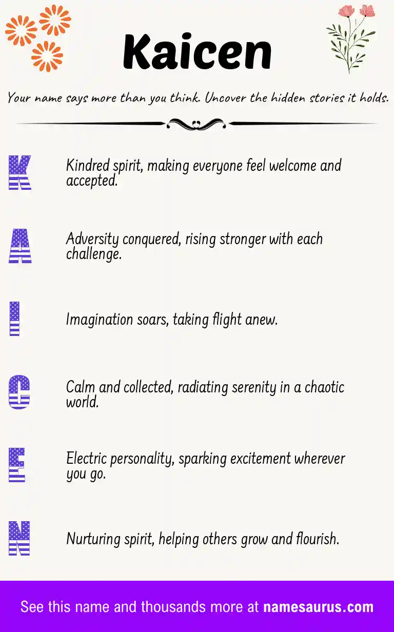 Acrostic poem about Kaicen.