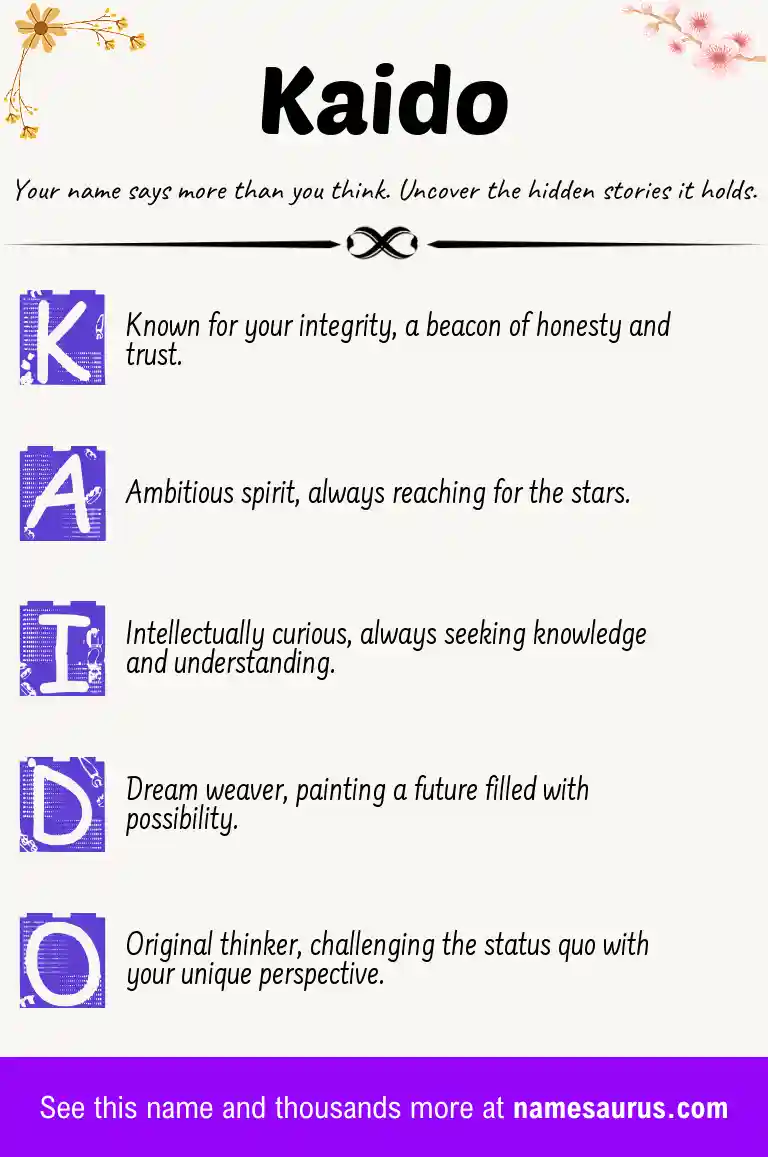 Acrostic poem about Kaido.