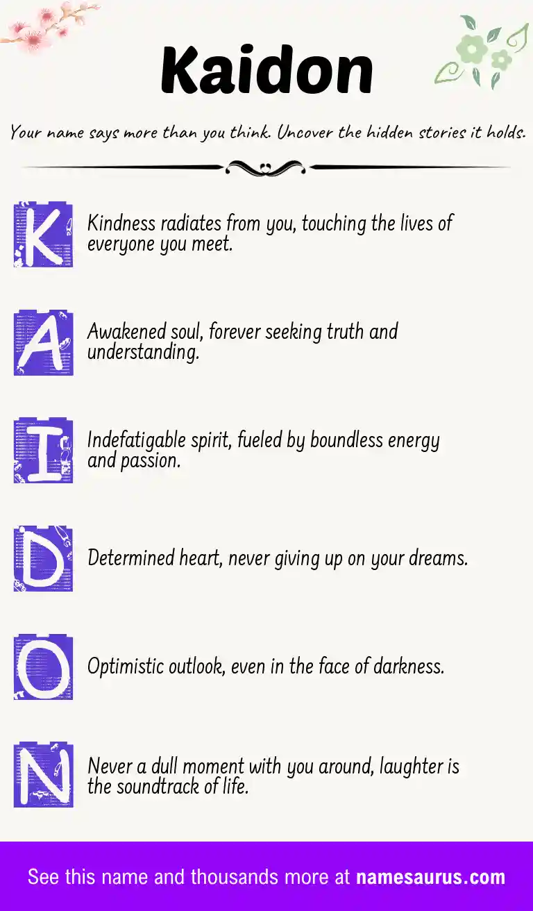 Acrostic poem about Kaidon.