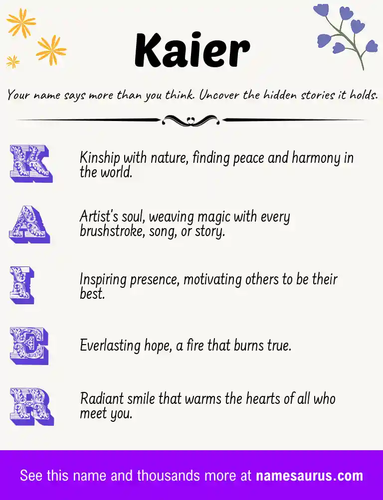 Acrostic poem about Kaier.