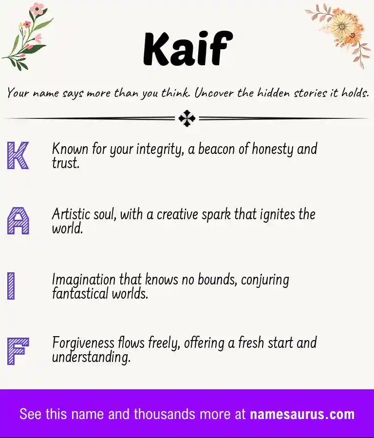 Acrostic poem about Kaif.