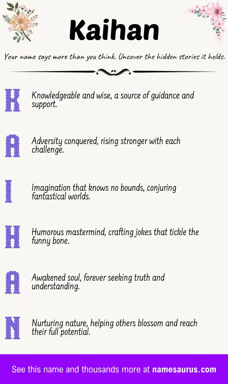 Acrostic poem about Kaihan.