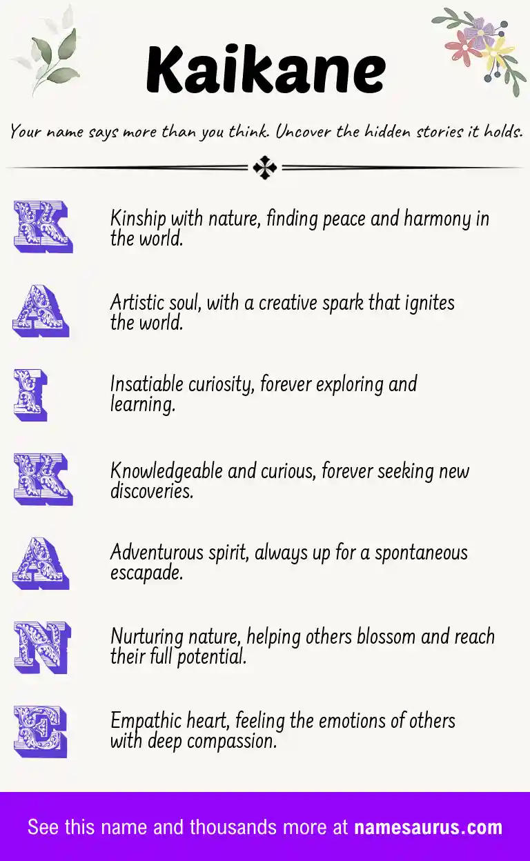 Acrostic poem about Kaikane.