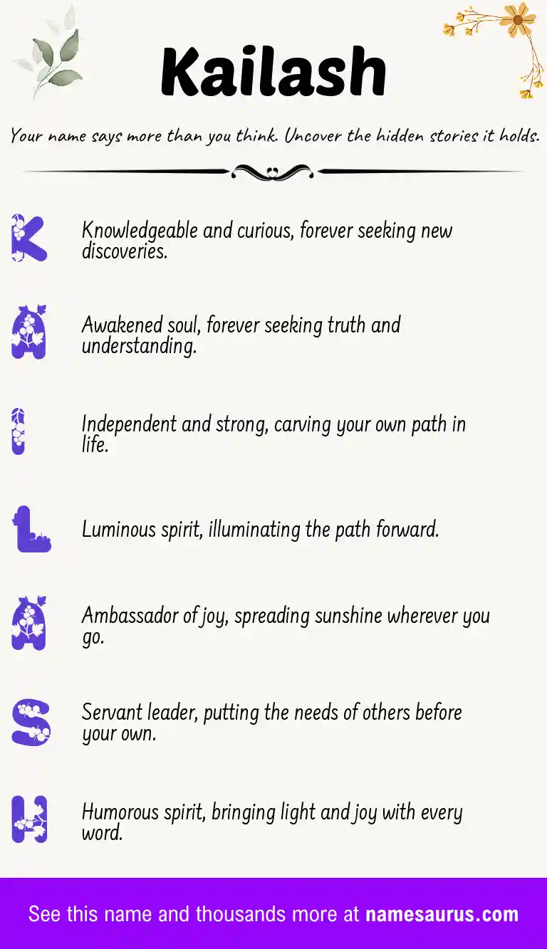 Acrostic poem about Kailash.