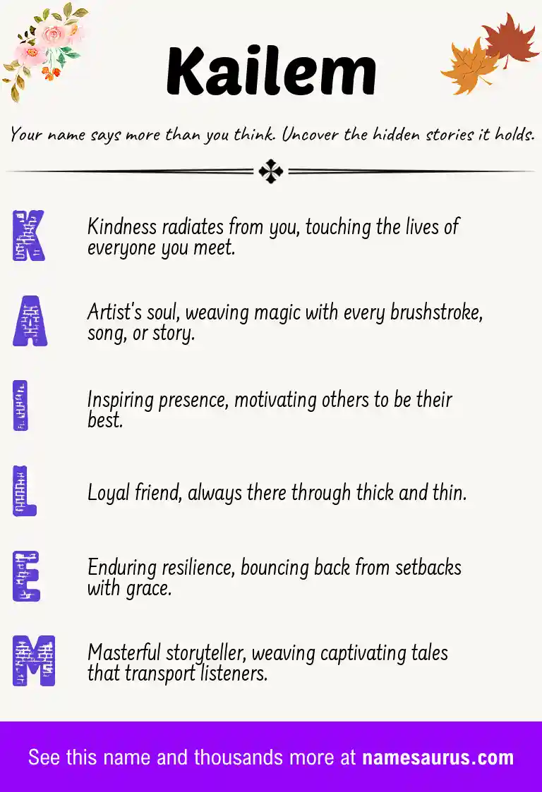 Acrostic poem about Kailem.
