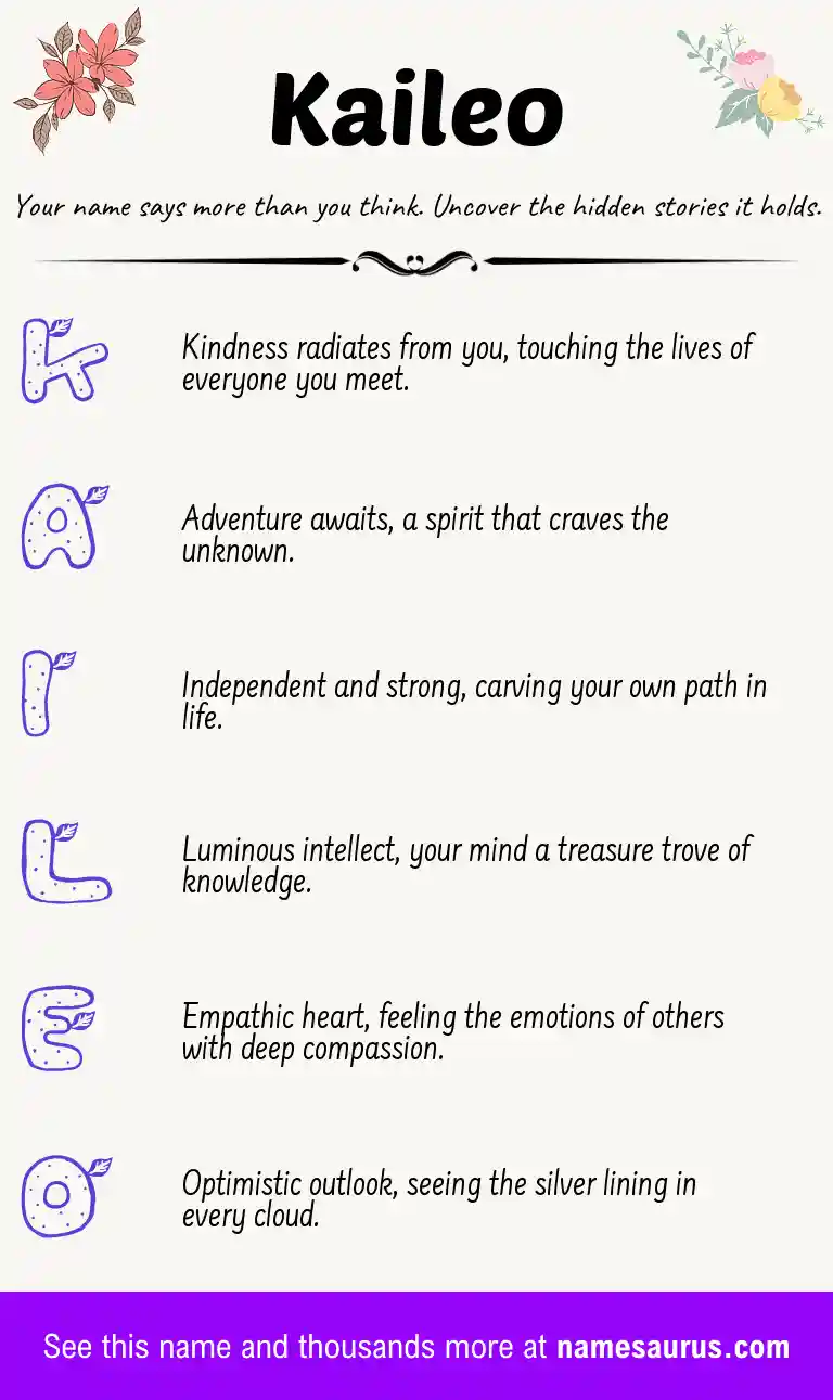 Acrostic poem about Kaileo.