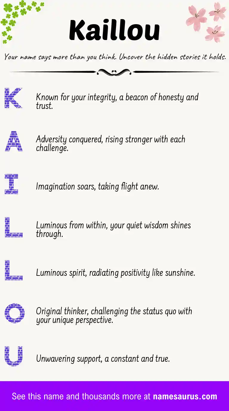 Acrostic poem about Kaillou.