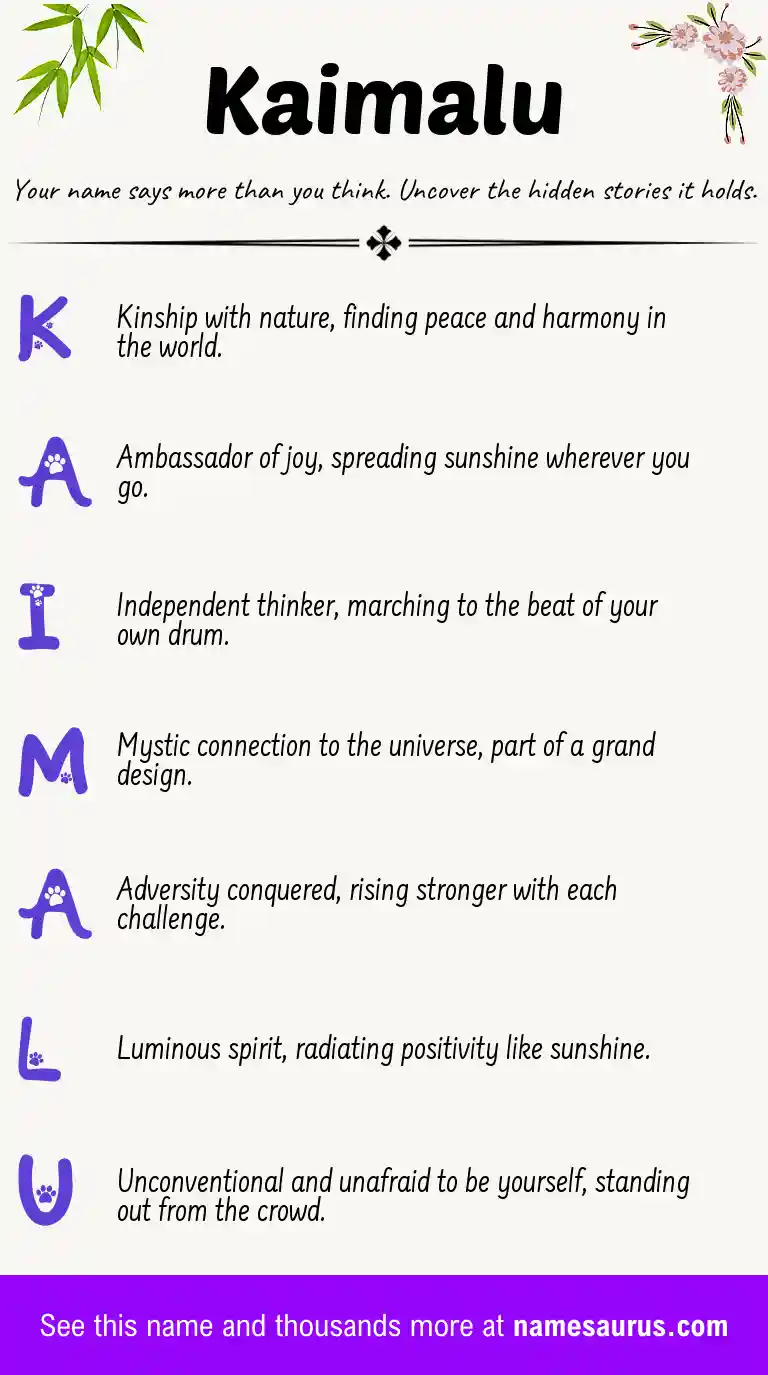 Acrostic poem about Kaimalu.