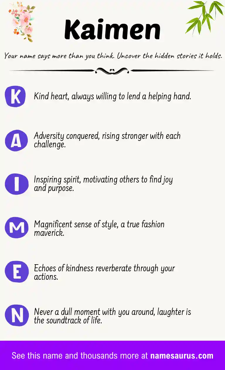 Acrostic poem about Kaimen.
