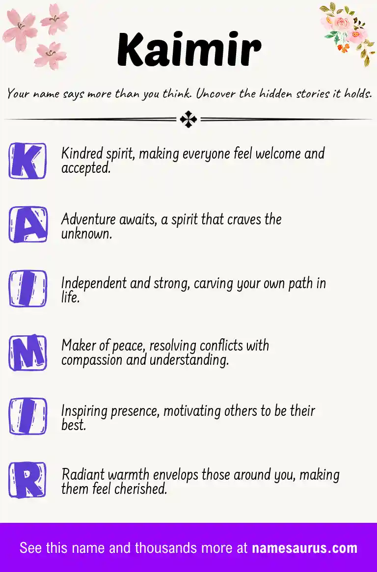 Acrostic poem about Kaimir.
