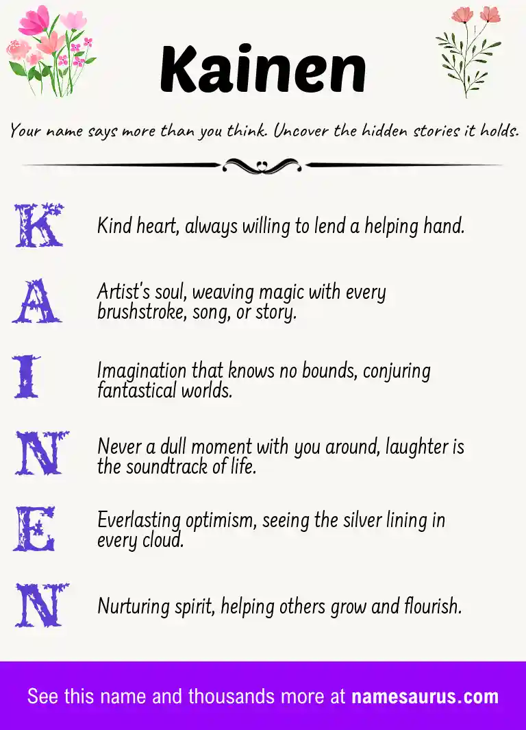Acrostic poem about Kainen.