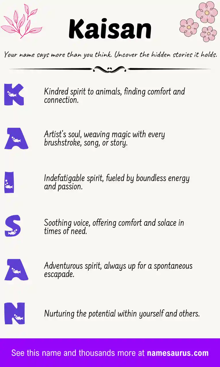 Acrostic poem about Kaisan.