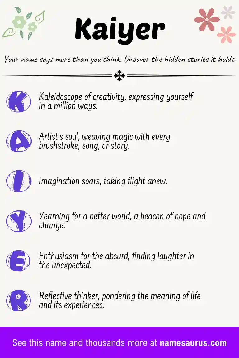 Acrostic poem about Kaiyer.
