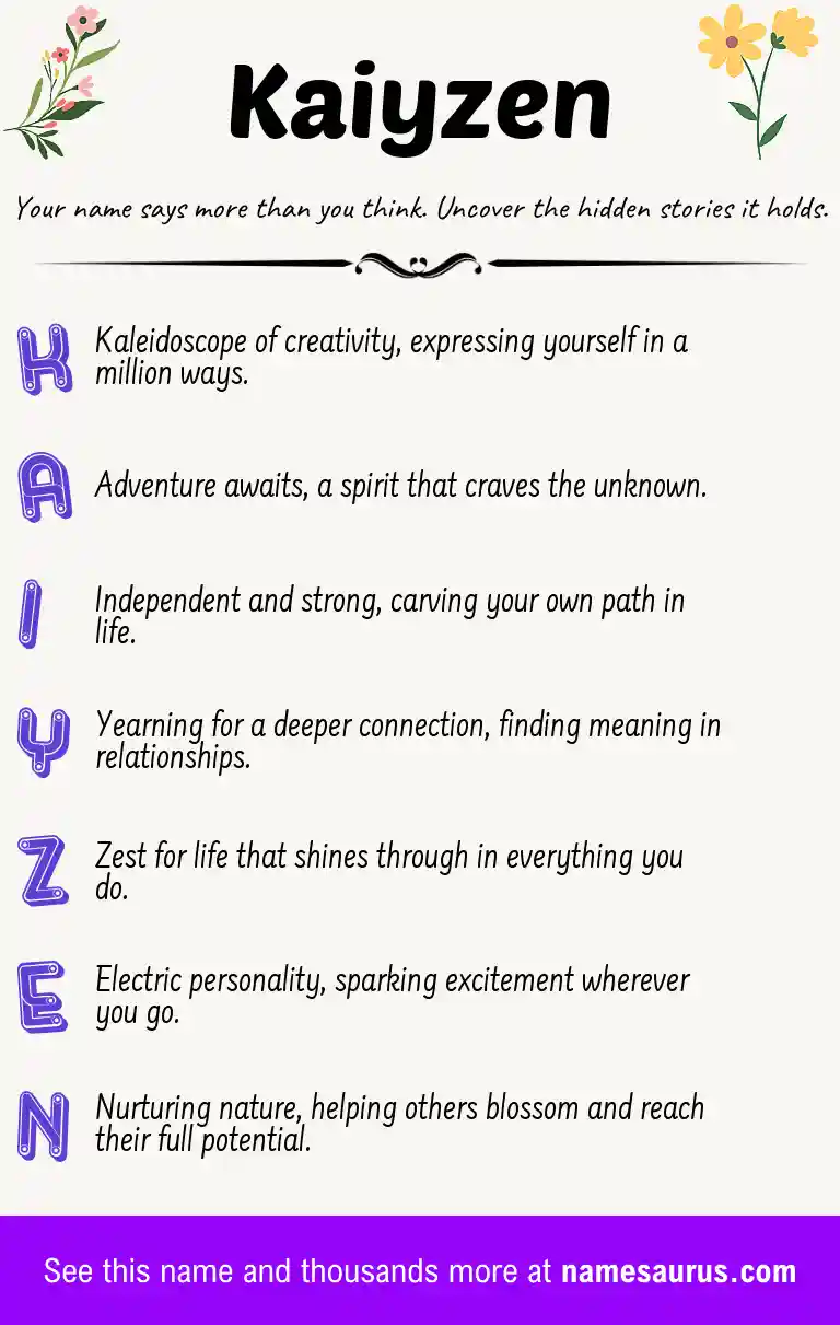 Acrostic poem about Kaiyzen.