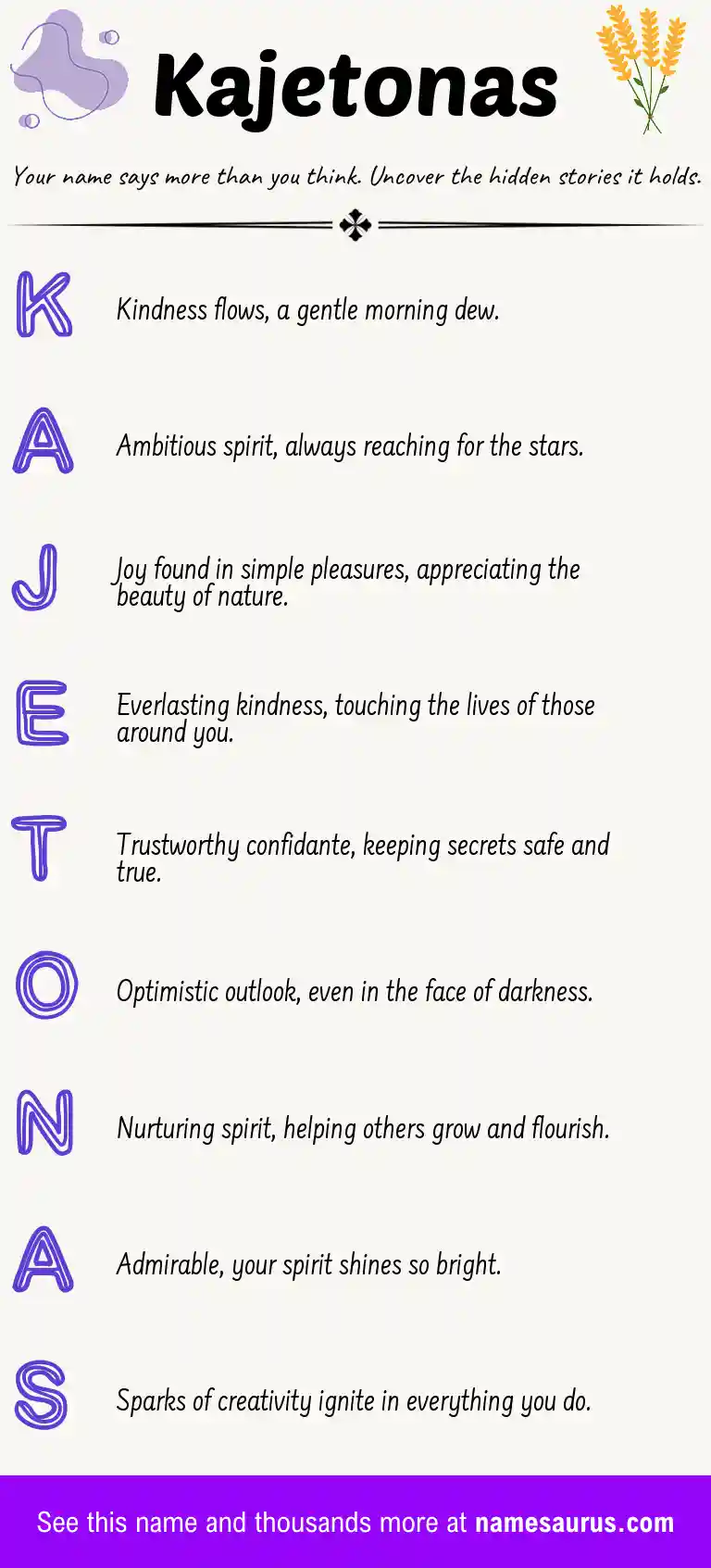 Acrostic poem about Kajetonas.