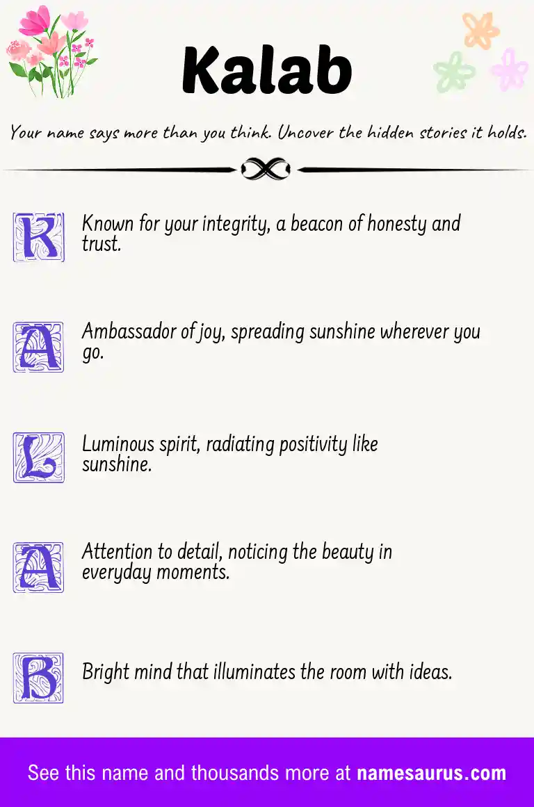 Acrostic poem about Kalab.