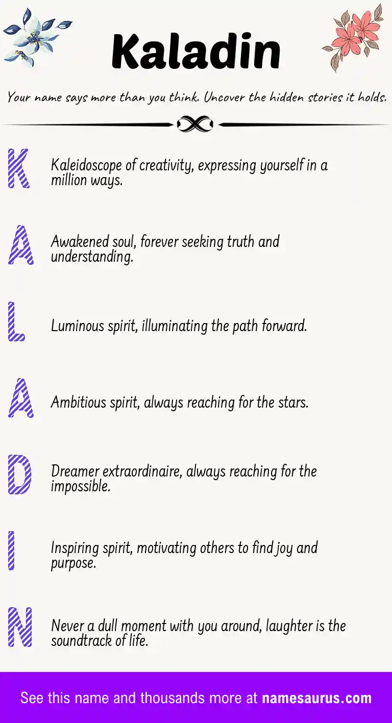 Acrostic poem about Kaladin.