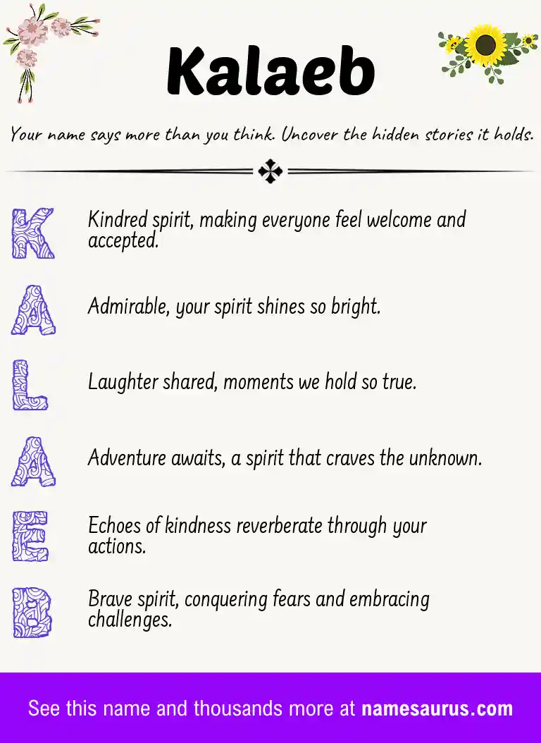 Acrostic poem about Kalaeb.