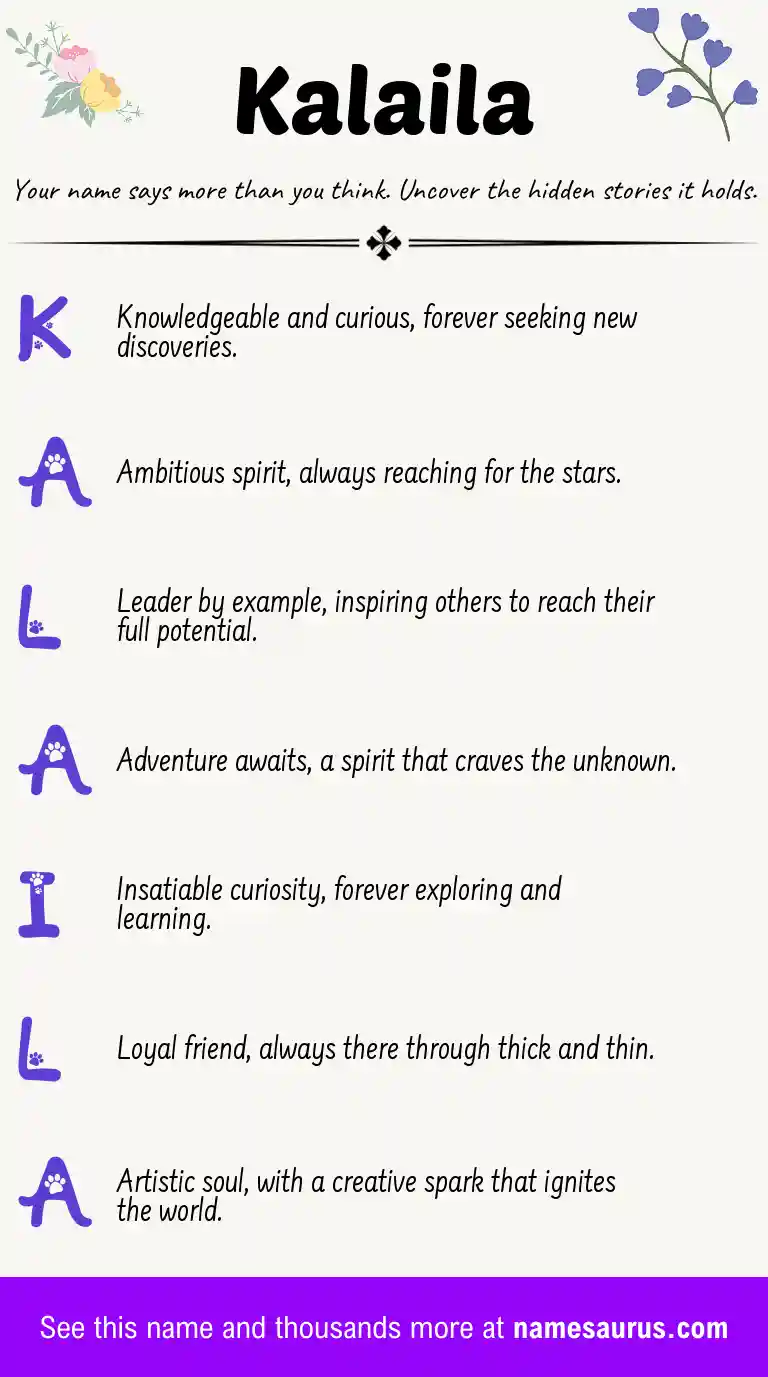 Acrostic poem about Kalaila.
