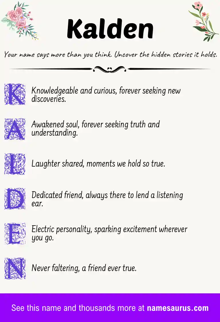 Acrostic poem about Kalden.