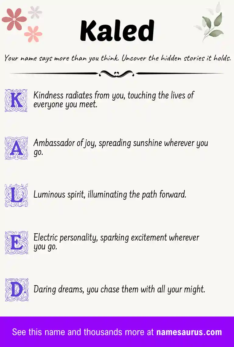 Acrostic poem about Kaled.