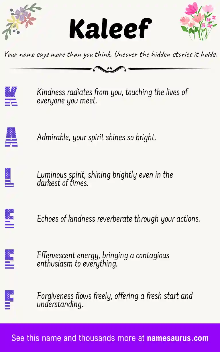 Acrostic poem about Kaleef.
