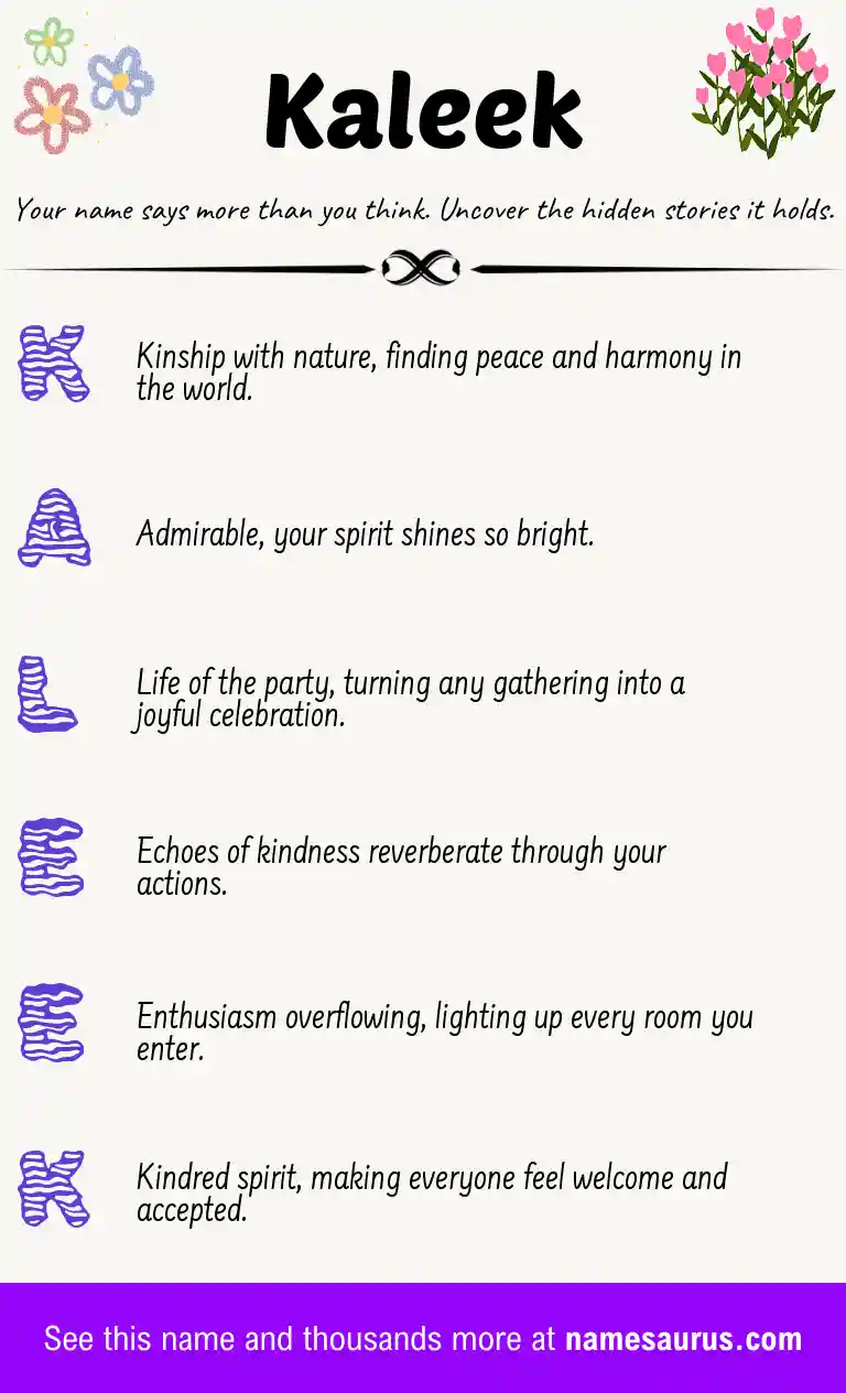 Acrostic poem about Kaleek.