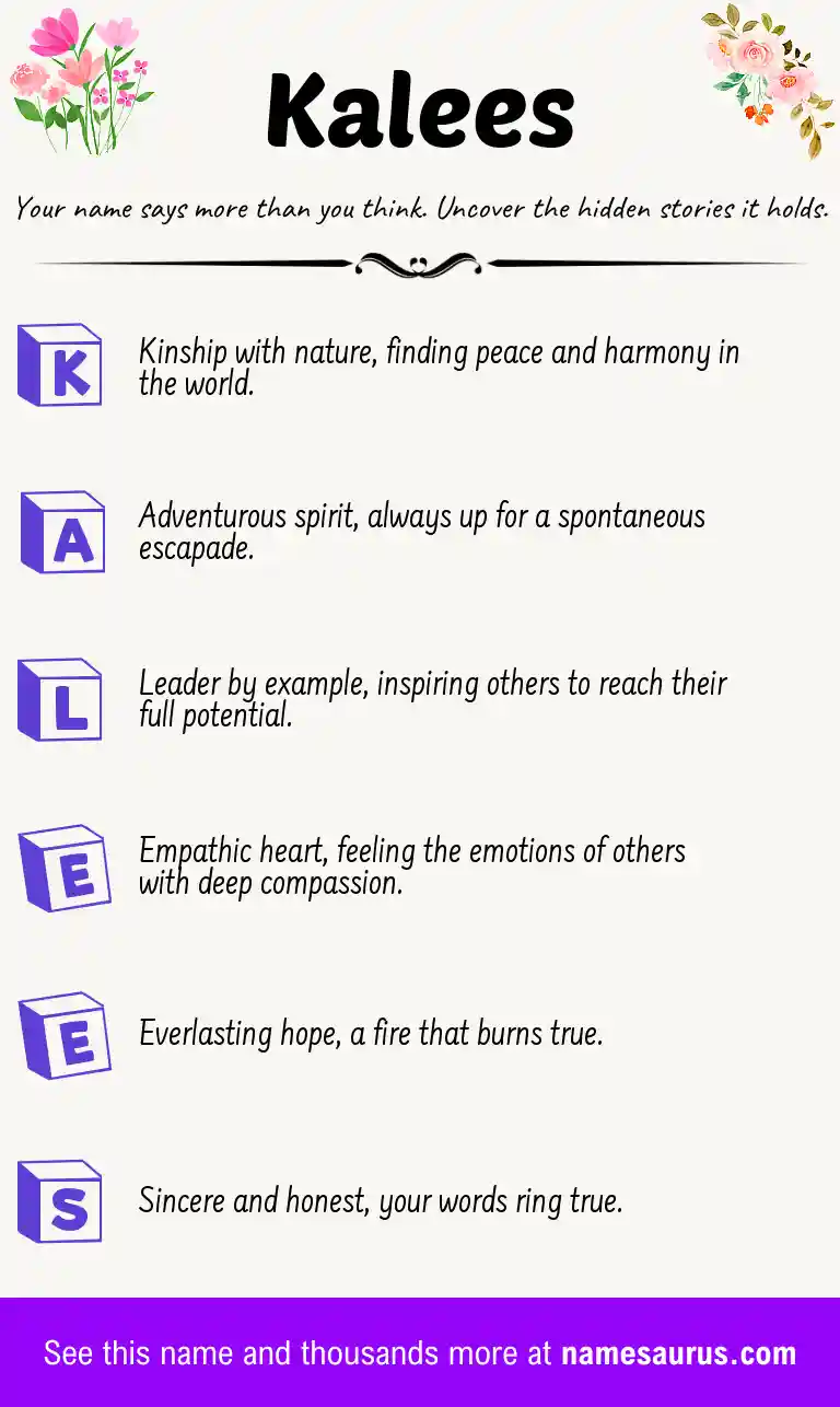 Acrostic poem about Kalees.