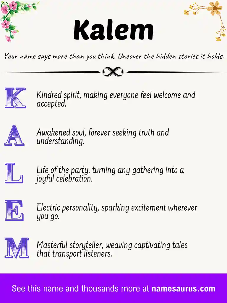 Acrostic poem about Kalem.