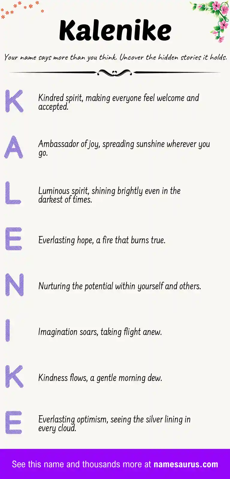 Acrostic poem about Kalenike.