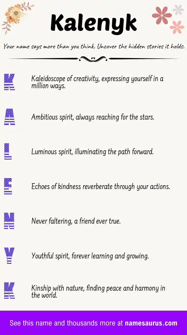 Acrostic poem about Kalenyk.